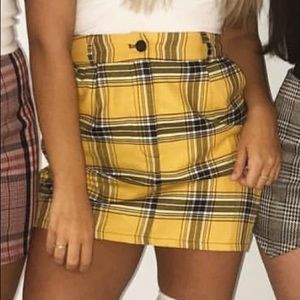 Yellow plaid mini skirt